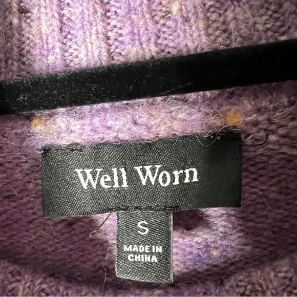 Well Worn Womens Mock Neck High Low Hem Purple Cozy Soft Nep Yarn Sweater Small - Picture 5 of 10